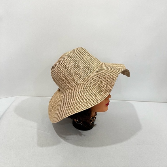 Sunhat Tan Wide-Brimmed Hat with Back Bow Packable Floppy - Picture 3 of 8